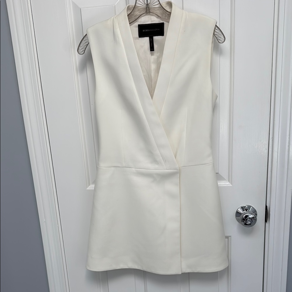 BCBGMaxAzria Cream Sleeveless Mini Dress